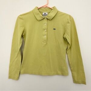 Lacoste Light Green Polo Shirt Classic Knit Design Crop Fitted Style Size 38